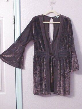 Vtg Nostalgia Y2K Velvet Kimono Size S Bell Sleeves Whimsigoth Fairy Grunge Vamp